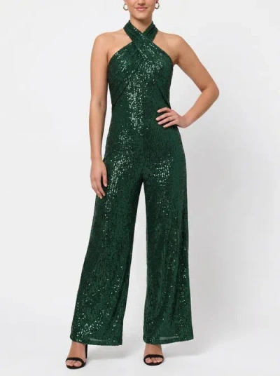 Rachel Rachel Roy Goddess Sleeveless Sequin Jumpsuit In Green