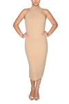 Rachel Rachel Roy Harland Crossover Halter Midi Dress In Brown