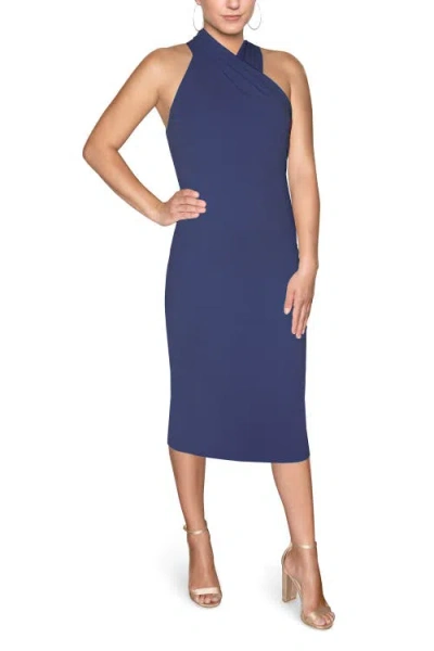 Rachel Rachel Roy Harland Crossover Halter Midi Dress In Blue