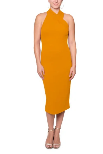 Rachel Rachel Roy Harland Crossover Halter Midi Dress In Orange