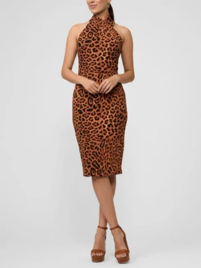 Rachel Rachel Roy Harland Crossover Halter Midi Dress In Brown