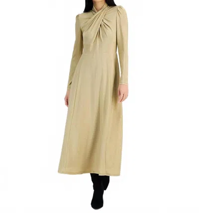 Rachel Rachel Roy Harland Faux-wrap Metallic-threaded Midi Dress In Gold In Neutral