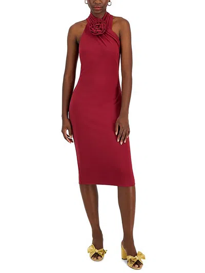 Rachel Rachel Roy Harland Womens Knit Rosette Sheath Dress In Red