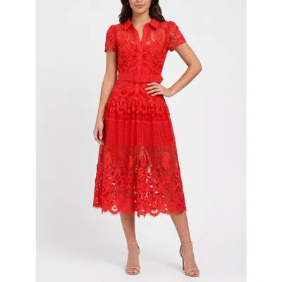 Rachel Rachel Roy Jolene Collared Lace Midi Dress In Red