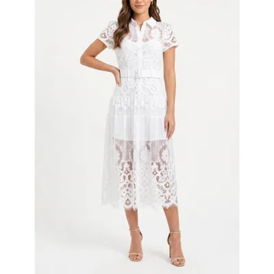 Rachel Rachel Roy Jolene Collared Lace Midi Dress In White