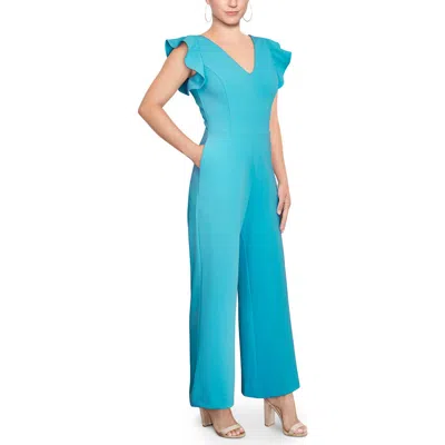 Rachel Rachel Roy Kate Ruffle Sleeve V-neck Jumpsuit In Blue