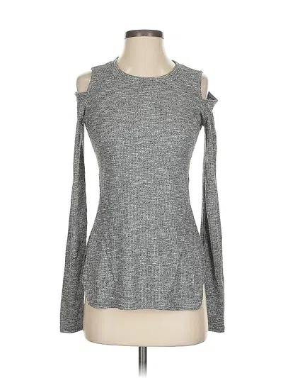 Pre-owned Rachel Rachel Roy Long Sleeve Top Gray Cold Shoulder Neckline Tops