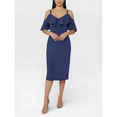 Rachel Rachel Roy Marcella Off The Shoulder Ruffle Midi Dress In Blue
