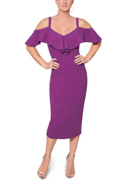 Rachel Rachel Roy Marcella Off The Shoulder Ruffle Midi Dress In Purple