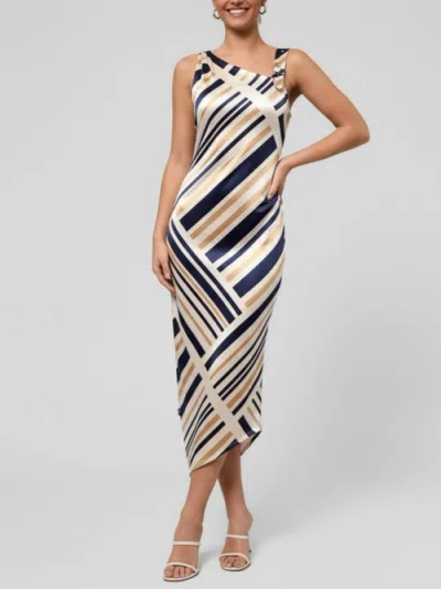 Rachel Rachel Roy Nerida Asymmetrical Neck Midi Dress In Multi