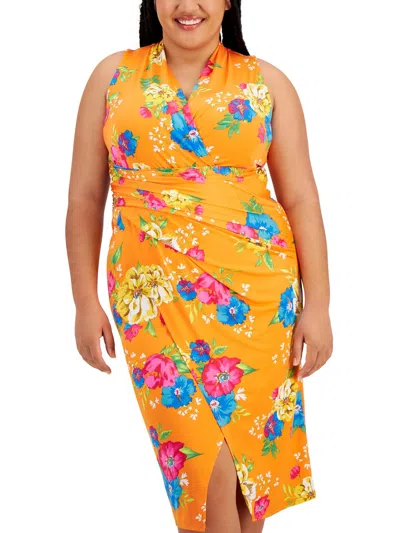 Rachel Rachel Roy Plus Womens Floral Print Jersey Sheath Dress In Multi