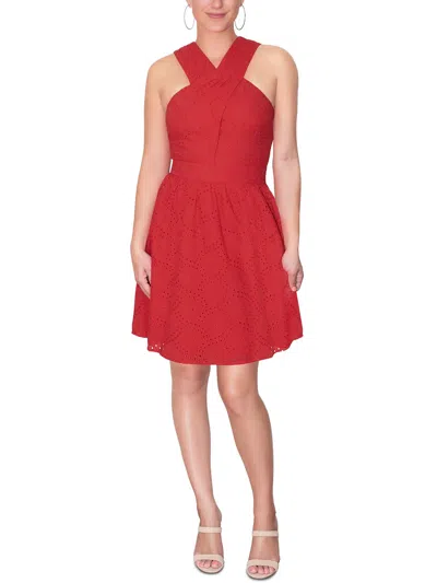 Rachel Rachel Roy Raven Womens Eyelet Halter Mini Dress In Red