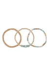 Rachel Rachel Roy Set Of 3 Stone Beaded Stretch Bracelets In Gold