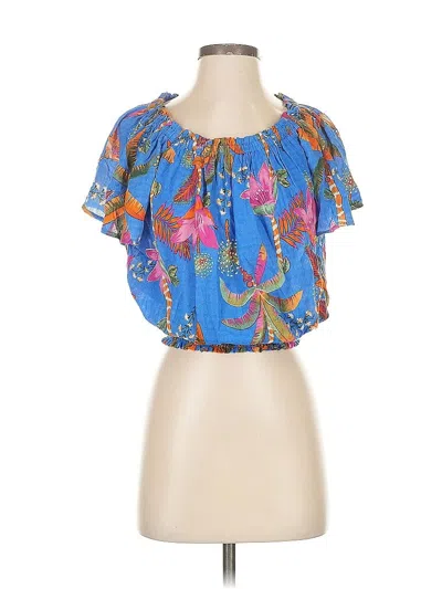 Pre-owned Rachel Rachel Roy Short Sleeve Blouse In Blue