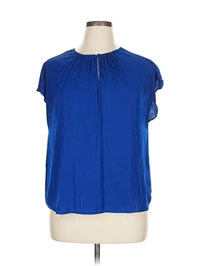 Pre-owned Rachel Rachel Roy Short Sleeve Blouse In Blue