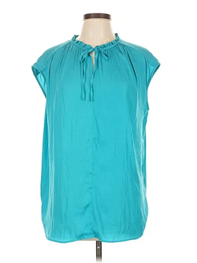 Pre-owned Rachel Rachel Roy Short Sleeve Blouse In Blue