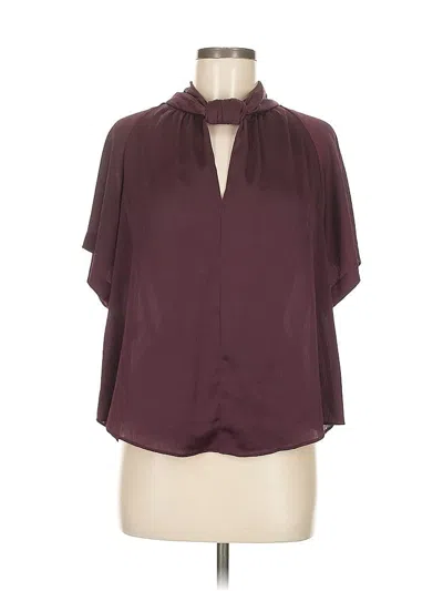 Pre-owned Rachel Rachel Roy Short Sleeve Blouse In Burgundy