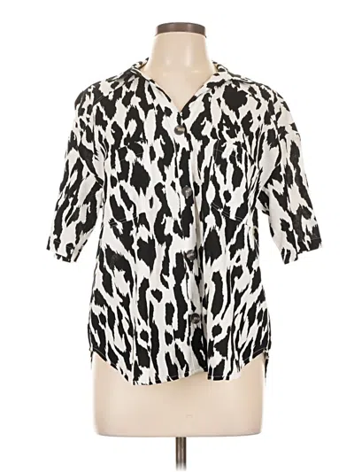 Pre-owned Rachel Rachel Roy Short Sleeve Blouse In Ivory
