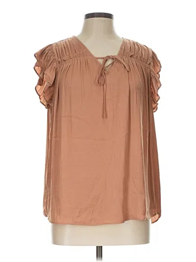 Pre-owned Rachel Rachel Roy Short Sleeve Blouse In Tan