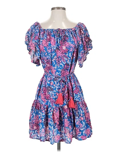 Rachel Rachel Roy Short Sleeve Top Blue Strapless Neckline Tops