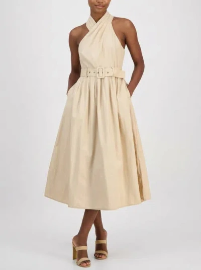 Rachel Rachel Roy Tory Twist Neck Belted Midi Dress In White