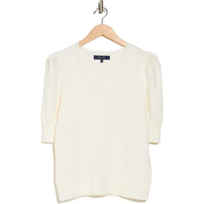 Rachel Rachel Roy V-neck Puff Sleeve Sweater In Egret