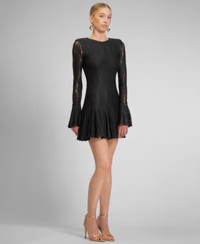 Rachel Rachel Roy Women's Alanna Textured Knit Crewneck Mini Dress In Black