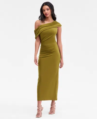 Rachel Rachel Roy Women's Asymmetrical Drape Beaded Strap Midi Dress In Green