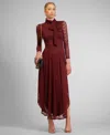 Rachel Rachel Roy Women's Beatrice Lace Mock Neck Maxi Dress In Burgundy