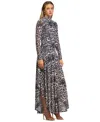 Rachel Rachel Roy Women's Beatrice Leopard Print Mock Neck Maxi Dress In White
