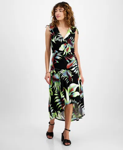 Rachel Rachel Roy Women's Eulalie Shoulder-tie High-low Dress In Lime Tropical