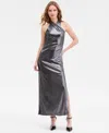 Rachel Rachel Roy Women's Harlard Twist Neck Metallic Maxi Dress In Silver