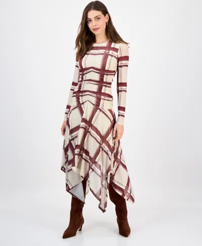 Rachel Rachel Roy Women's Jendice Mesh Plaid Print Midi Dress In White