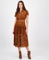 Rachel Rachel Roy Women's Jolene Collared Lace Midi Dress In Brown