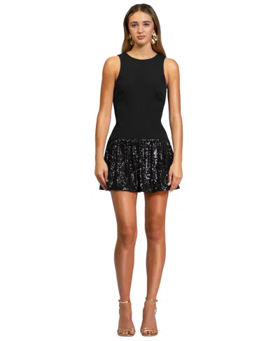 Rachel Rachel Roy Women's Lindy Sequin Scoop Neck Mini Dress In Black