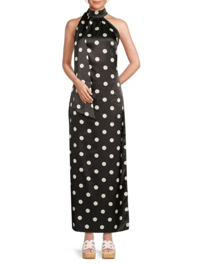 Rachel Rachel Roy Women s Neve Polka Dot Satin Maxi Dress In Black White ModeSens