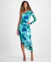 Rachel Rachel Roy Women's Quinn Floral Asymmetric Mesh Midi Dress In Medium Green