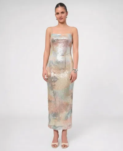 Rachel Rachel Roy Women's Sable Sequin Square Neck Midi Dress In Orange