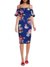 Rachel Rachel Roy Women's Samira Floral Cold Shoulder Mid Dress In Blue