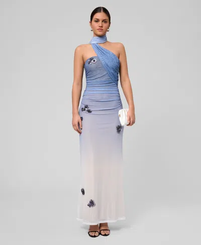 Rachel Rachel Roy Women's Selkie Mesh Halter Neck Maxi Dress In Blue