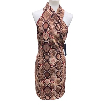 Rachel Rachel Roy Women's Snake Skin Print Sleeveless Crossover Sheath Dress In Brown Orange Camo In Multi