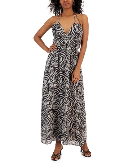 Rachel Rachel Roy Womens Animal Print Textured Maxi Dress In Grey