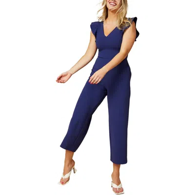 Rachel Rachel Roy Womens V-neck Cropped Jumpsuit In Blue