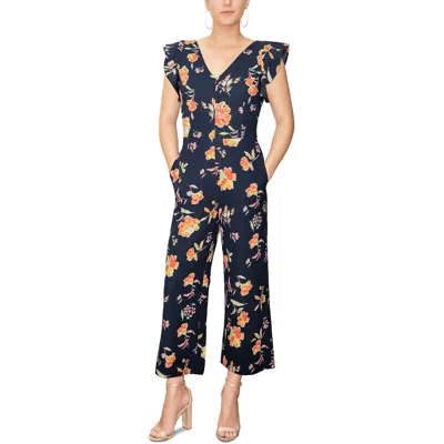 Rachel Rachel Roy Womens V-neck Cropped Jumpsuit In Multi