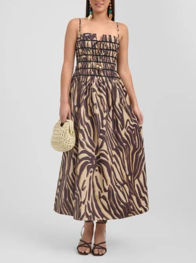 Rachel Rachel Roy Zerra Smocked Corset Maxi Dress In Brown