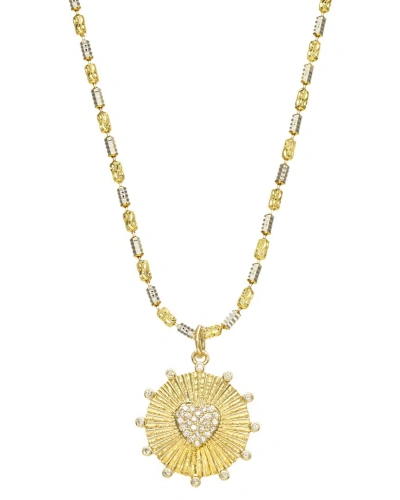 Rachel Reinhardt 14k & Silver Cz Heart Necklace