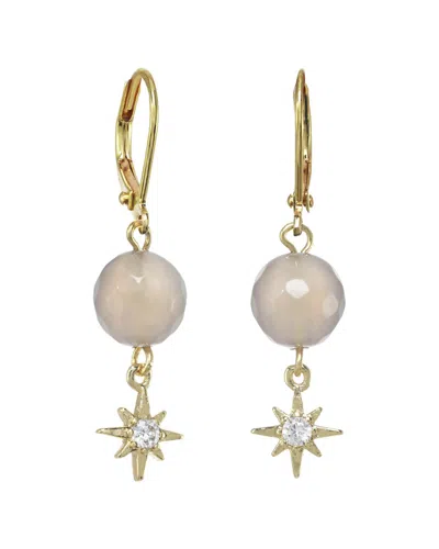 Rachel Reinhardt 14k Over Silver Agate Cz Star Drop Earrings