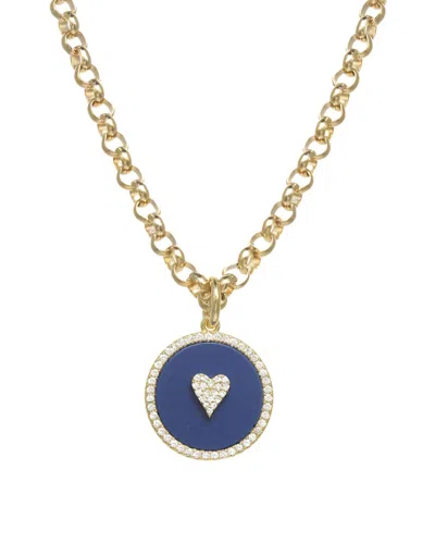 Rachel Reinhardt 14k Over Silver Blue Lapis Cz Pendant Necklace