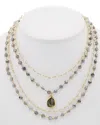 Rachel Reinhardt 14k Over Silver Chalcedony & Labradorite Layered Necklace