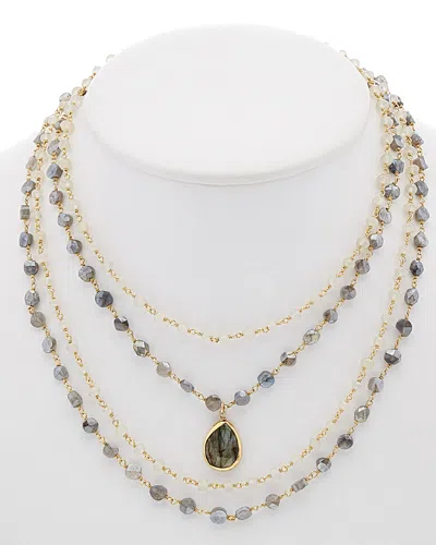 Rachel Reinhardt 14k Over Silver Chalcedony & Labradorite Layered Necklace
